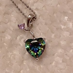 925 silver 3ct Mystic Topaz w amethyst necklace